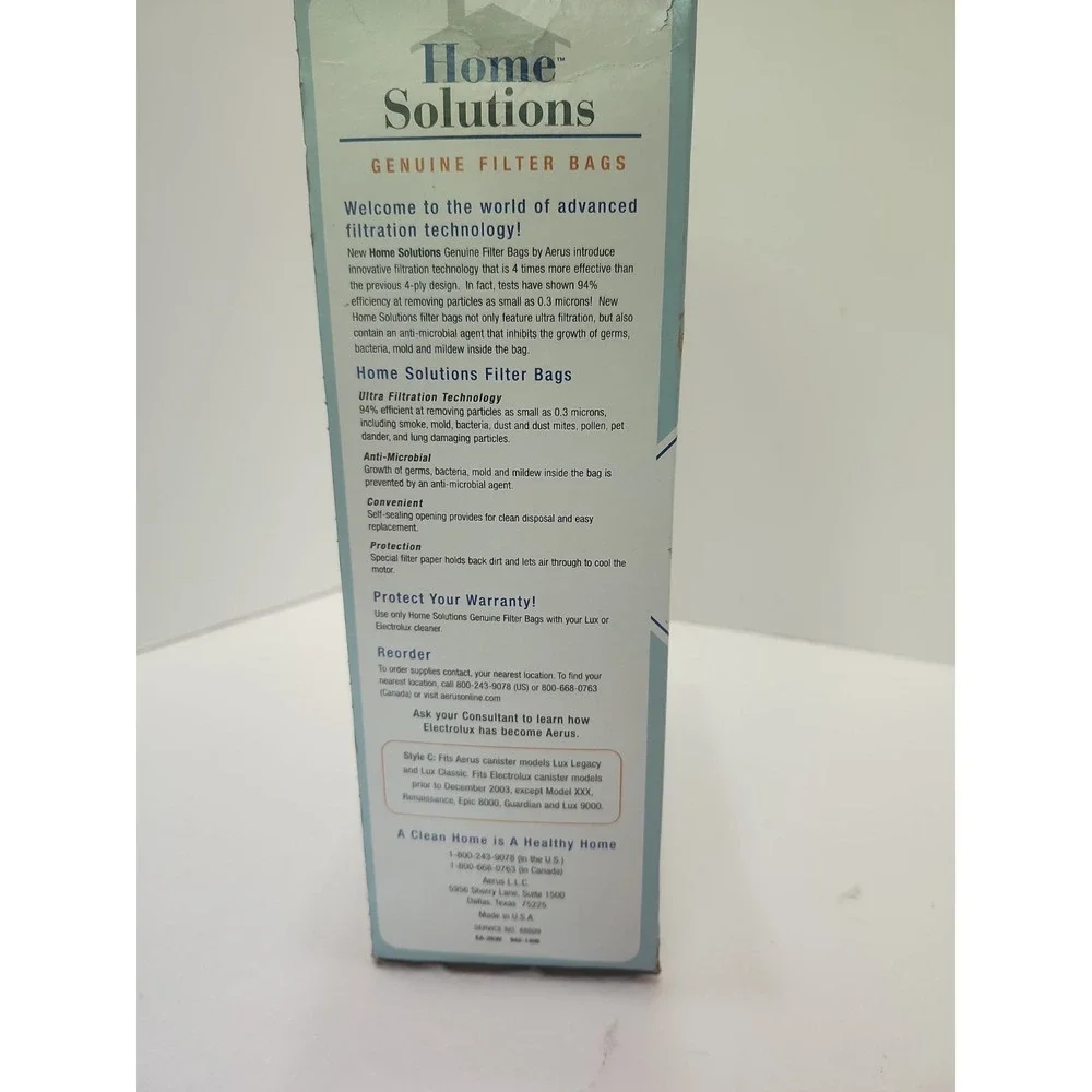 Home Solutions Vacuum Bags Style C Electrolux & Lux Products 4 Bags